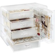 Uniq acrylic organizer for jewelry with 4 drawers & 2 earrings holders - SF 1142